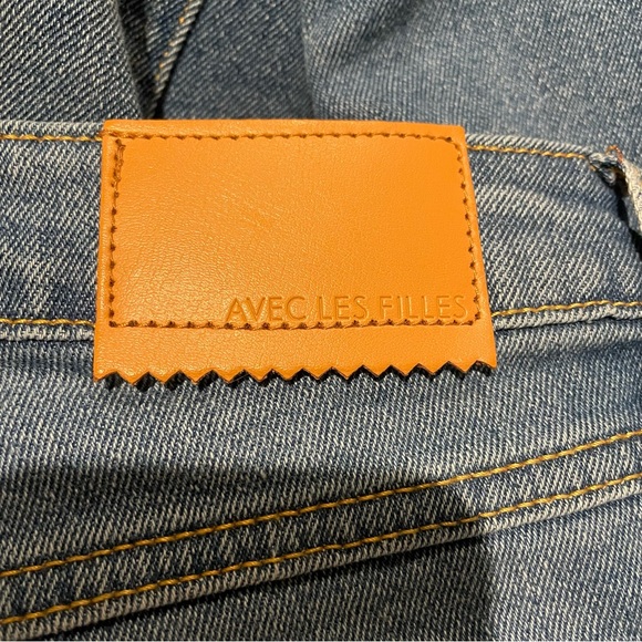 NWOT Avec Les Filles Cropped Fray Jeans in Blue - Picture 4 of 10